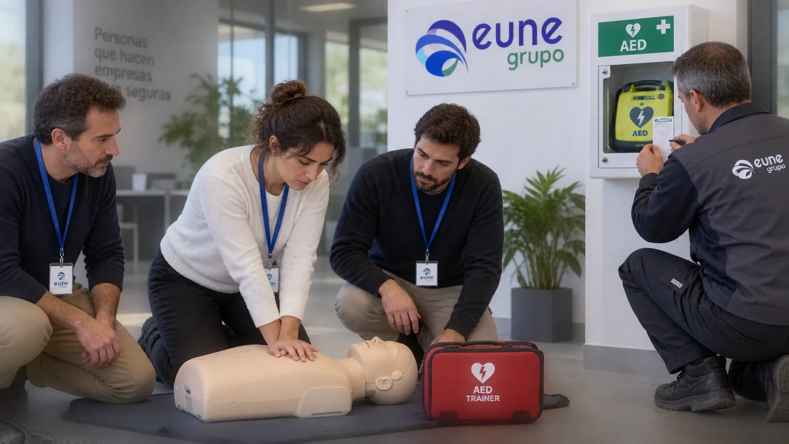 Cardioprotección en empresas: personas, desfibrilador y mantenimiento | Grupo Eune